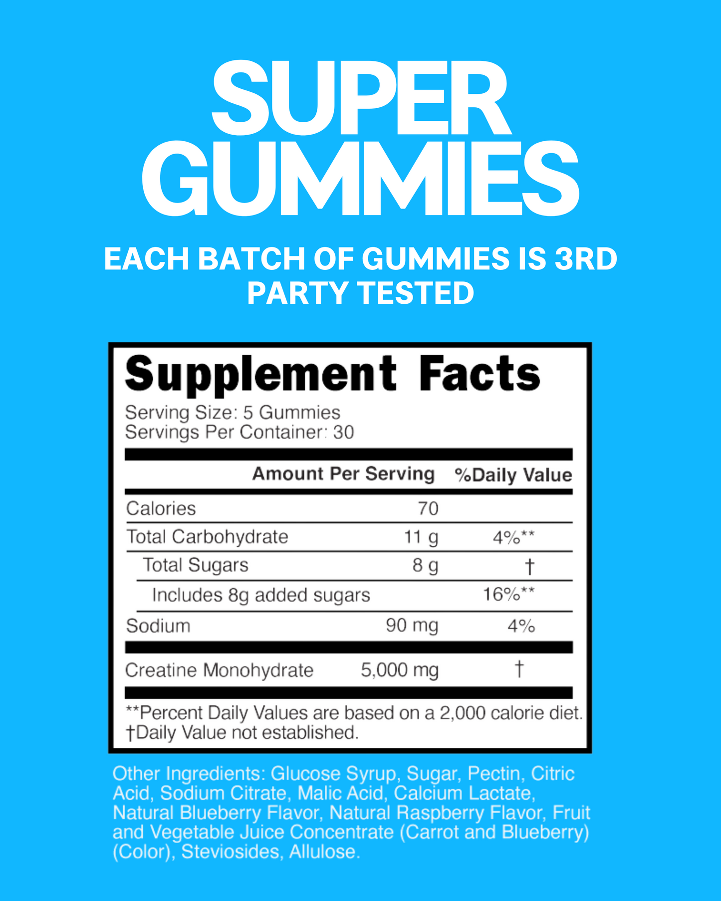 Creatine Monohydrate Gummies - Sour Blue Razz